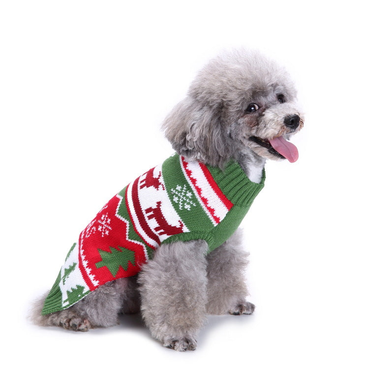 Dog Christmas Jumper - Merry Christmas Green, Red and White