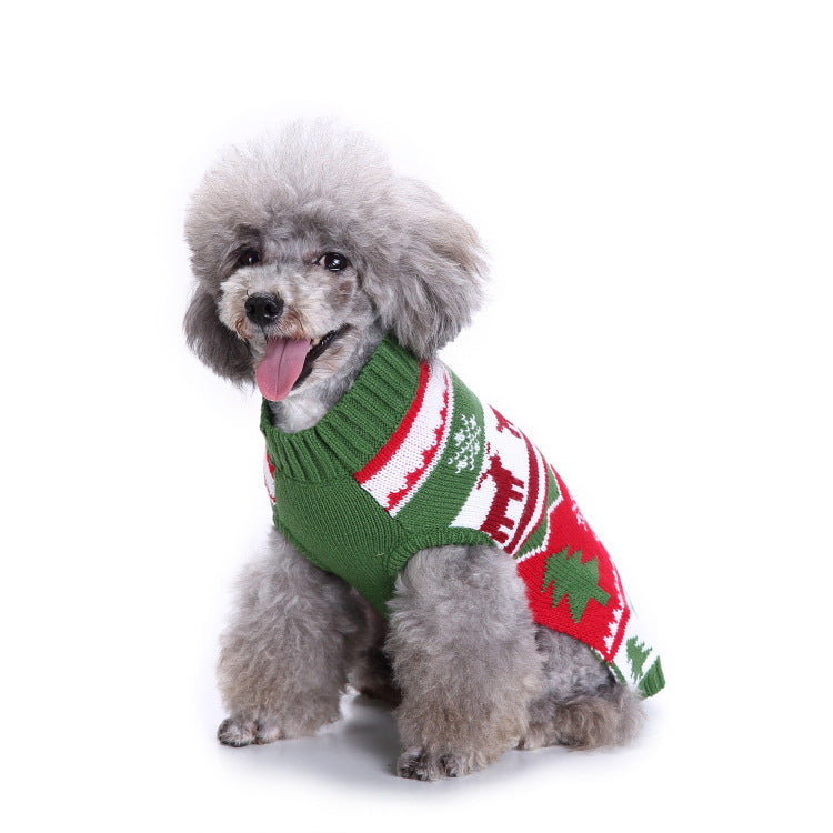 Dog Christmas Jumper - Merry Christmas Green, Red and White