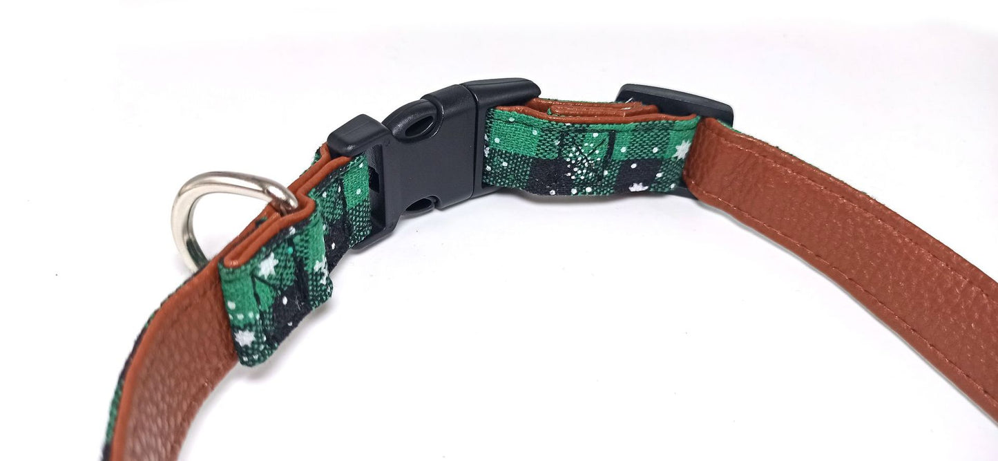 Christmas Collar - Tartan Green Bow Tie